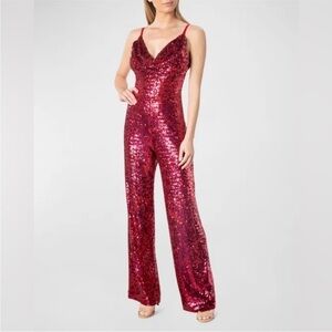 Dress the Population Red Sequin Jumpsuit